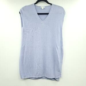 J Jill Pure Jill Tunic Womens XS Lilac Linen Cotton Side Slit Sleeveless V Neck